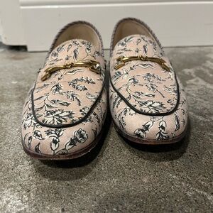 Sam Edelman Lorraine Pink Floral Loafers with Gold Buckle